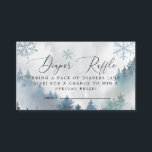 Winter Snowflakes Blue Diaper Raffle Ticket Enclos Enclosure Card<br><div class="desc">Rustic baby shower diaper raffle ticket featuring watercolor illustration of a snowy mountain with pine tree forest and snowflakes in blue gray color. The card asks guests to bring a pack of diaper in a chance to win a prize.</div>