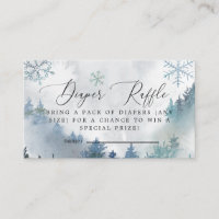 Winter Snowflakes Blue Diaper Raffle Ticket Enclos