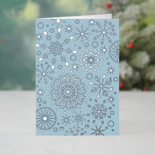 Winter Snowflakes Blue Foil Holiday Card