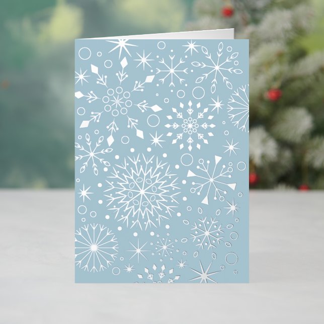 Winter Snowflakes Blue Foil Holiday Card (Holiday In Situ)