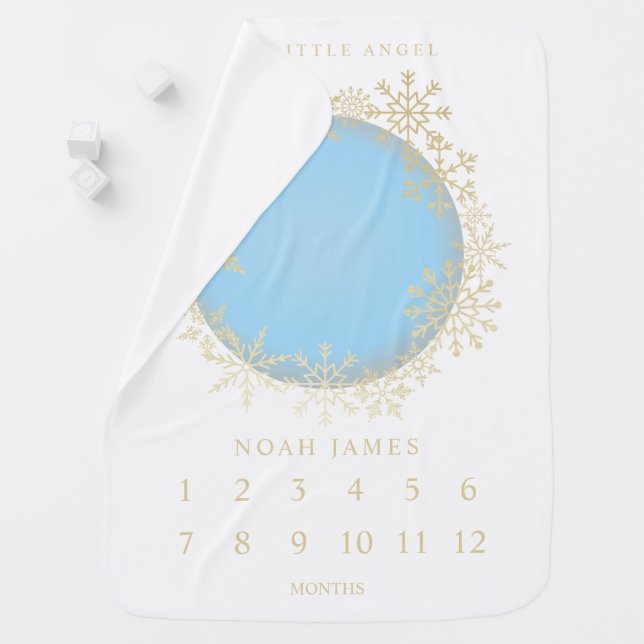 Winter Snowflakes Blue for Baby Growth Tracker Blanket (In Situ)