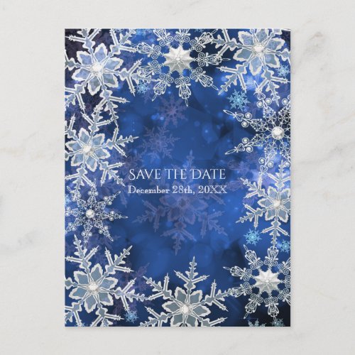 Winter Snowflakes Blue Holiday Party Save the Date Announcement Postcard