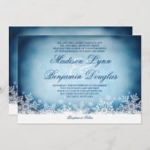 Winter Snowflakes Blue Holiday Wedding Invitations (Front/Back)