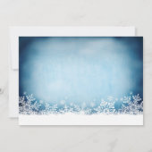 Winter Snowflakes Blue Holiday Wedding Invitations (Back)
