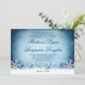 Winter Snowflakes Blue Holiday Wedding Invitations (Standing Front)