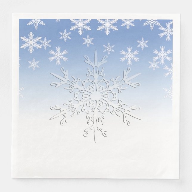 Winter Snowflakes Blue  Paper Dinner Napkins (Front)