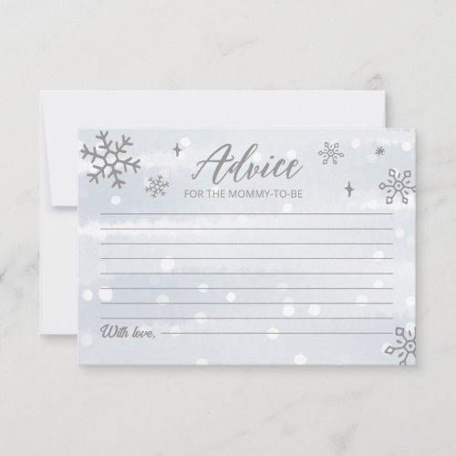 Winter Snowflakes Boy Baby Shower Advice Cards