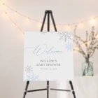 Winter Snowflakes Boy Baby Shower Welcome Sign