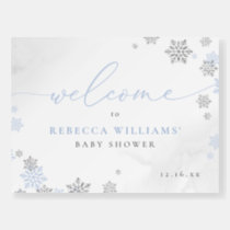 Winter Snowflakes Boy Baby Shower Welcome Sign