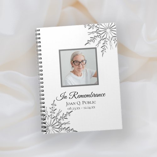 Winter Snowflakes Celebration of Life Funeral Notebook