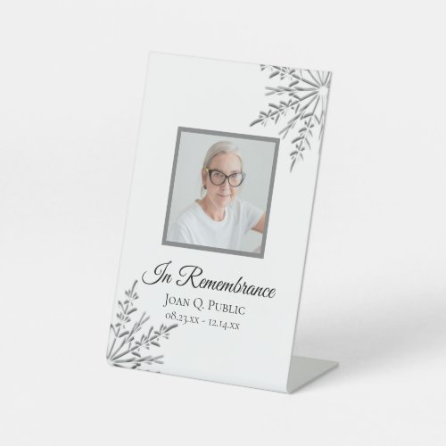 Winter Snowflakes Celebration of Life Funeral Pedestal Sign