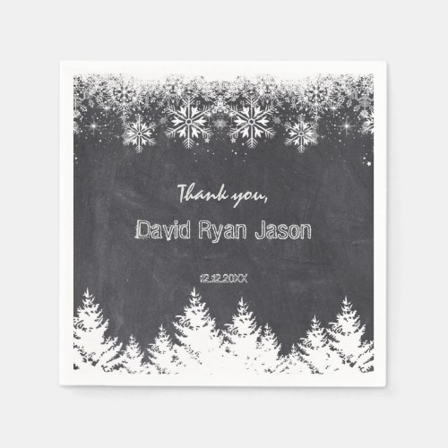 Winter Snowflakes Chalkboard Surprise Birthday Napkins