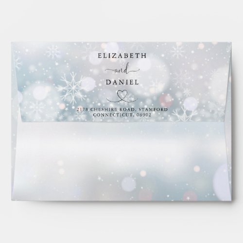 Winter Snowflakes Chic Heart Wedding Envelope