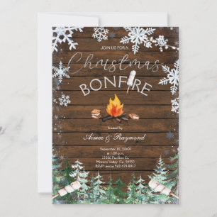 Winter Snowflakes Christmas Bonfire Invitation