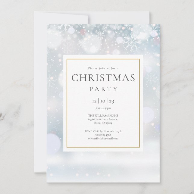 Winter Snowflakes Christmas Holiday Party Invitation (Front)