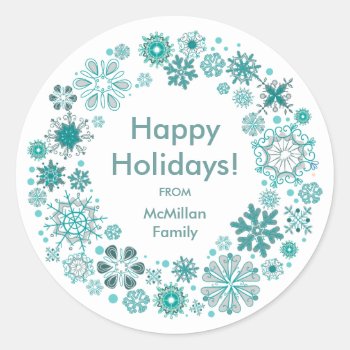 Winter Snowflakes Christmas Label by thepapershoppe at Zazzle