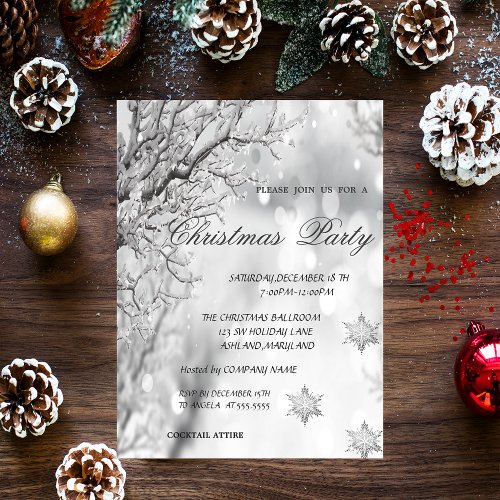 Winter Snowflakes Corporate Christmas Party Invitation