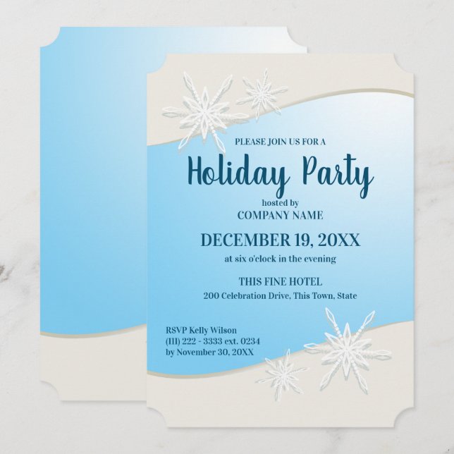 Winter Snowflakes Corporate Holiday Party Invitation (Front/Back)