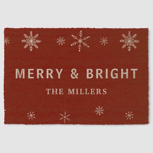 Winter Snowflakes Family Name Holiday Fiber Doormat Winter Snowflakes Family Name Holiday Fiber Doormat