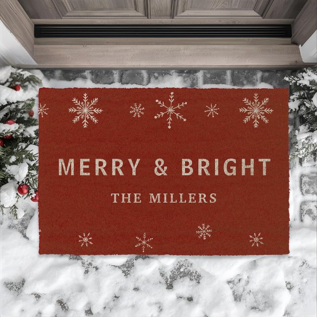 Winter Snowflakes Family Name Holiday Fiber Doormat (Creator Uploaded)