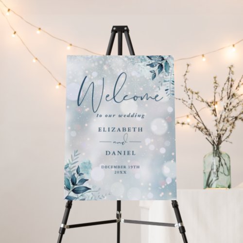 Winter Snowflakes Floral Wedding Welcome Sign