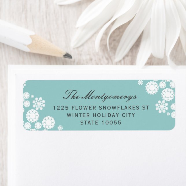 Winter Snowflakes Flowers Elegant Holiday Address Label (Insitu)
