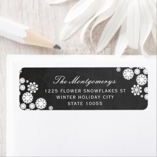 Winter Snowflakes Flowers Holiday Address Labels