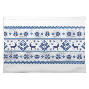 Winter Snowflakes Folk ornament pattern Cloth Placemat