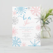 Winter snowflakes gender reveal Invitation (Standing Front)