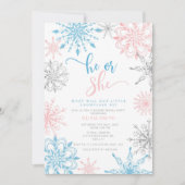 Winter snowflakes gender reveal Invitation (Front)