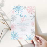 Winter snowflakes gender reveal Invitation