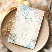 Winter snowflakes gender reveal Invitation