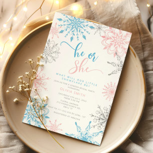 Winter snowflakes gender reveal Invitation