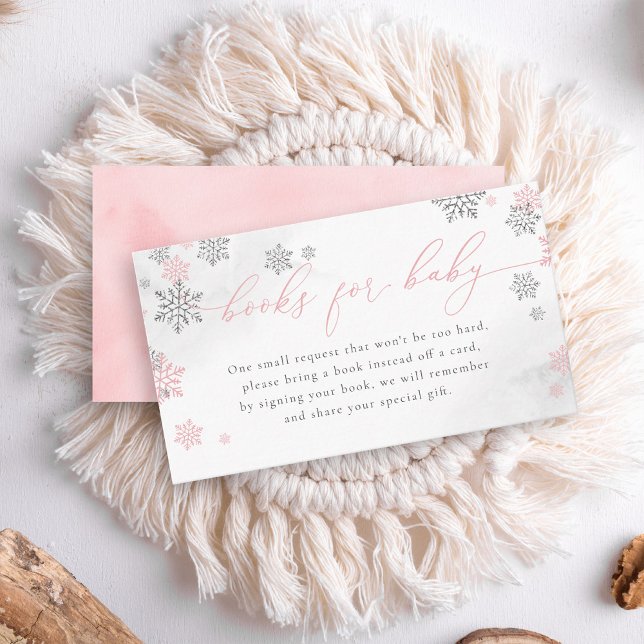 Winter Snowflakes Girl Baby Shower Books For Baby Enclosure Card (Creator Uploaded)