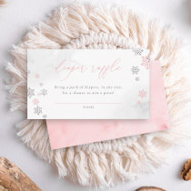 Winter Snowflakes Girl Baby Shower Diaper Raffle Enclosure Card
