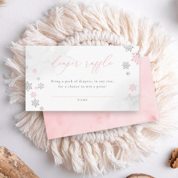 Winter Snowflakes Girl Baby Shower Diaper Raffle Enclosure Card by Eugene_Designs at Zazzle