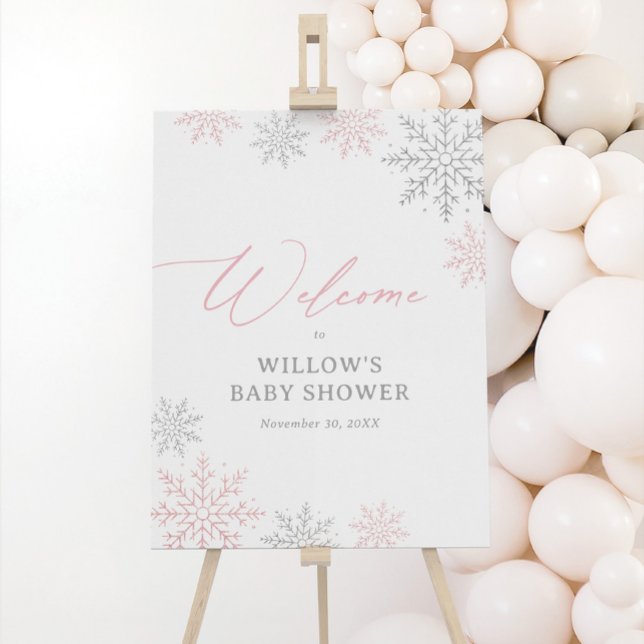 Winter Snowflakes Girl Baby Shower Welcome Sign (Creator Uploaded)