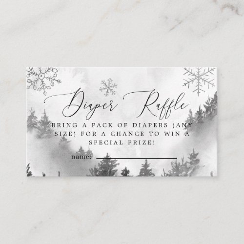 Winter Snowflakes Gray Diaper Raffle Ticket  Enclosure Card
