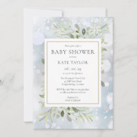 Winter Snowflakes Greenery Baby Shower | Sprinkle  Invitation