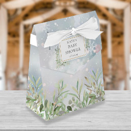 Winter Snowflakes Greenery Foliage Baby Shower Favor Boxes