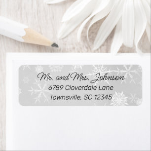 Winter Snowflakes Grey Return Address Label
