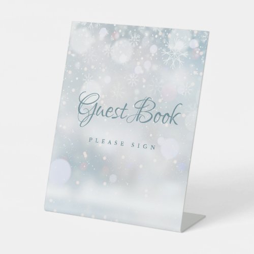 Winter Snowflakes Guest Book Pedestal Sign