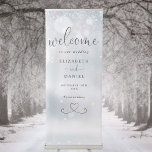 Winter Snowflakes Heart Script Wedding Welcome Retractable Banner<br><div class="desc">This elegant winter snowflakes wedding welcome retractable banner can be personalized with your information in chic typography. Designed by Thisisnotme©</div>
