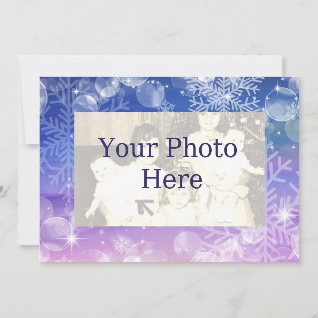 Winter Snowflakes Holiday Photo Card (Front)