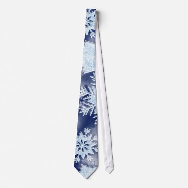 Winter Snowflakes Icy Blue Neck Tie (Front)