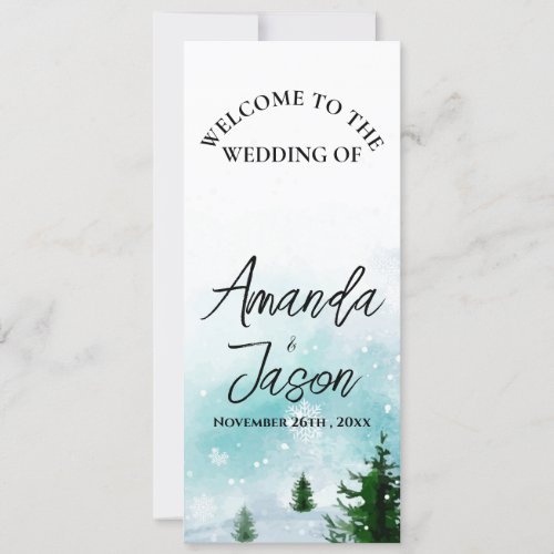 Winter Snowflakes Icy Frosty Trees Wedding Program