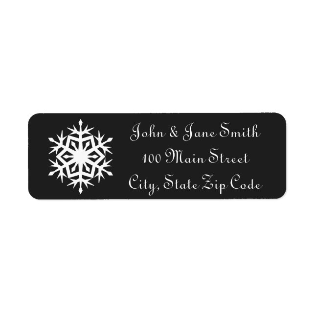 Winter Snowflakes in Black Return Address Label (Front)