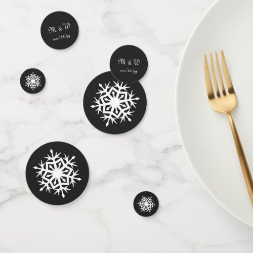Winter Snowflakes in Black Table Confetti