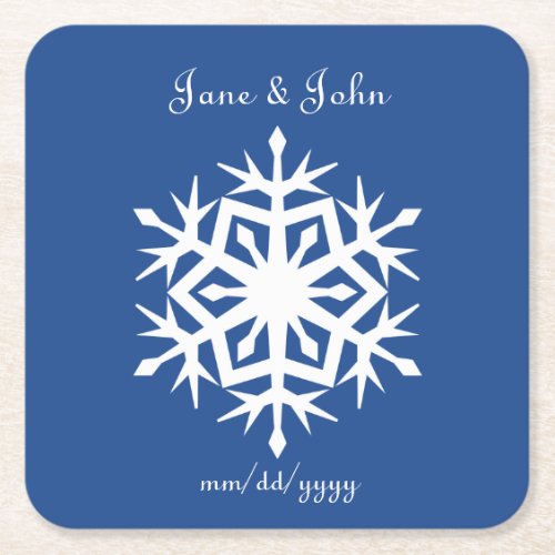 Winter Snowflakes in Blue Paper Coaster