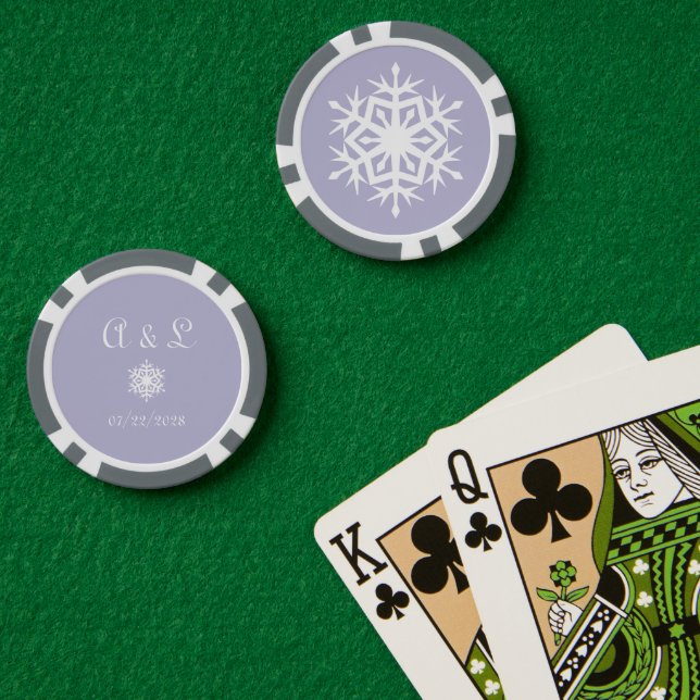 Winter Snowflakes in Lavender Poker Chips (Poker Table (Double))